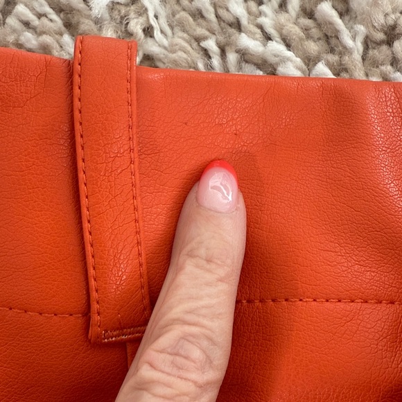 Maeve by Anthropologie Colette faux leather mini skirt in orange NWT Medium New - Picture 16 of 16